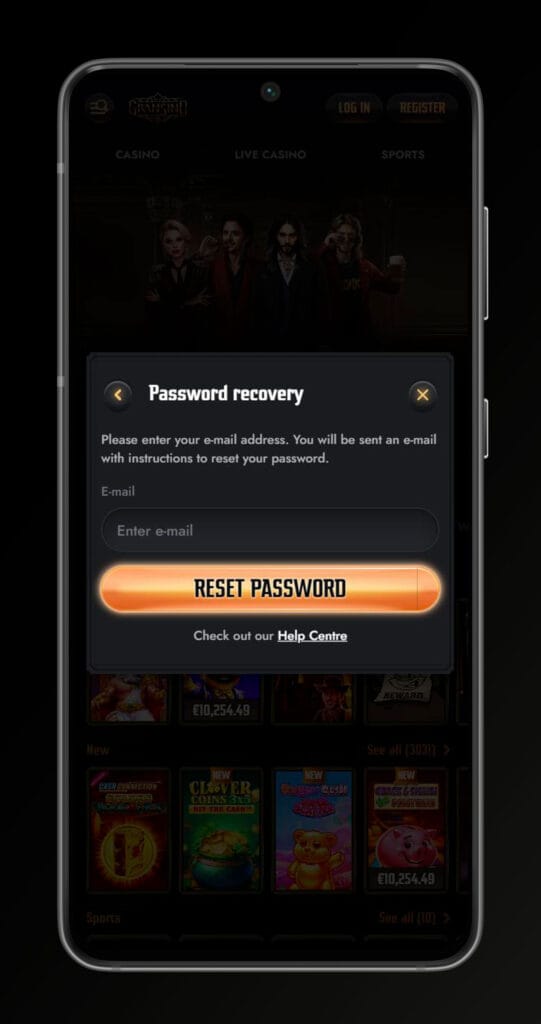 forgot password gransino casino