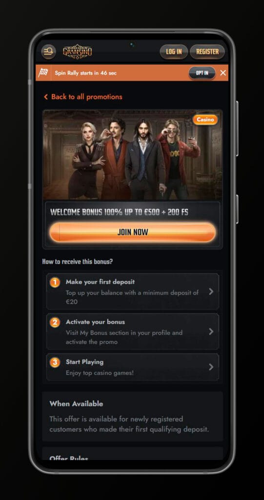 mobile app welcome bonus