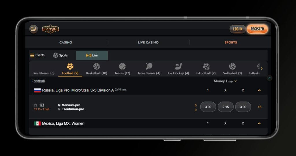 sports betting gransino casino mobile